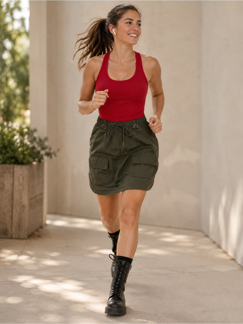 Women's Mini Cargo Skirt in Dark Green